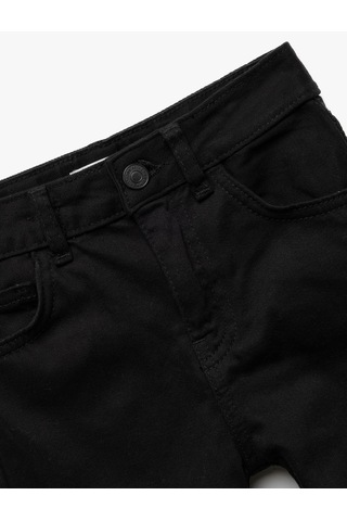 Koton Pamuklu Beli Ayarlanabilir Lastikli Cepli Denim Pantolon Siyah 5skb40028td Siyah