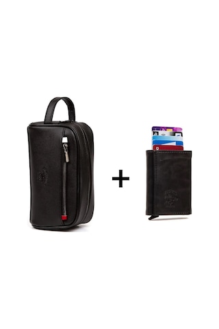 Newish Polo Erkek Deri Mekanizmalı Cüzdan Ve Portföy Clutch Traş Kozmetik Bakım Ve Günlük El Çantası 14x24cm New171 - Metalik Gri
