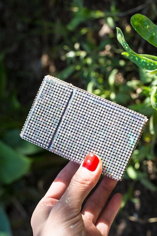 Nesgıft Kadın Neon Swarovski Pembe Janjan Taşlı Ince Uzun Sigara Kutusu