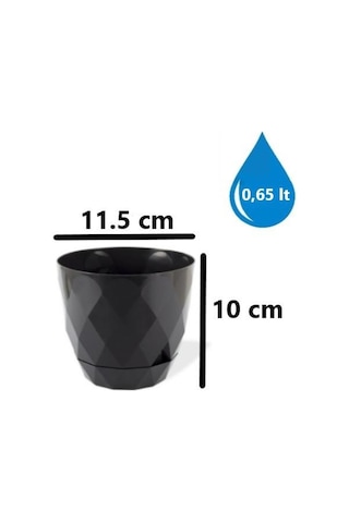 Omnipazar Krs-451 Yakamoz Tabaklı Plastik Saksı Takımı 0.65 Litre No 1 Antrasit 116