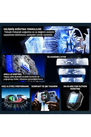 Polham Aı Destekli Turbo Fanlı Telefon Soğutucu -3 C Soğutma 7500 Rpm Hız Rgb Işıklı 3 Farklı Mod