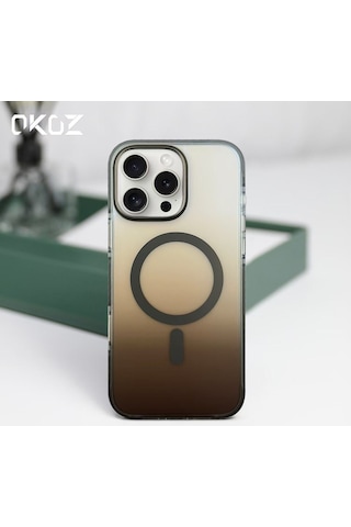 Apple Uyumlu iPhone 14 Pro Max Grace Renk Geçişli Magsafe Koruyucu Kılıf Kahverengi