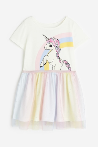 Unicorn Kız Çocuk Tüllü Elbise St08976 Beyaz