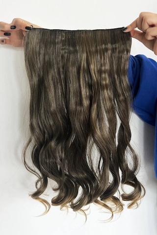 Caş Dekorasyon Isıya Dayanıklı Yarımay Çıt Çıt Saç Kahve Sarı Ombre / Dalgalı / 60 Cm / 110 Gr / Ht2t27