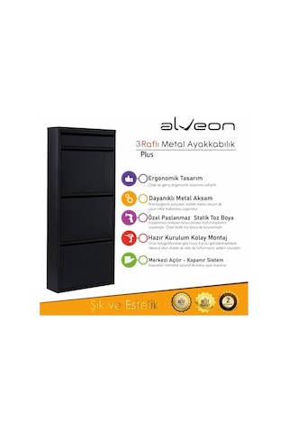 Alv-1003 Plus Alveon Metal Ayakkabılık Siyah