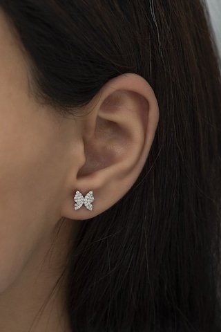 Nereze 925 Ayar Gümüş Minik Rodyum Kaplama Kelebek Küpe