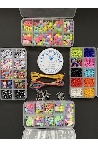 Çift Şeker 4 Kutu Kendin Yap Hobi Takı Seti Kolye Bileklik Telefo