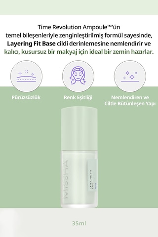 Renk Eşitsizliklerini Nötrleyen, Pürüzsüzleştiren Nemlendirici Makyaj Bazı Layering Fit Base Mint