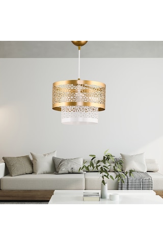 Dede İki Katlı Metal Sarkıt Pasta Avize Eskitme Boya