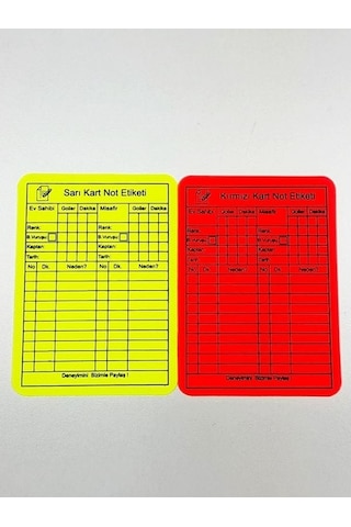 Fifa Baskılı Kalın Sarı Kırmızı Kart Çizelgeli Kurşun Kalem İle Yazılır, Silinir Kırmızı - Sarı