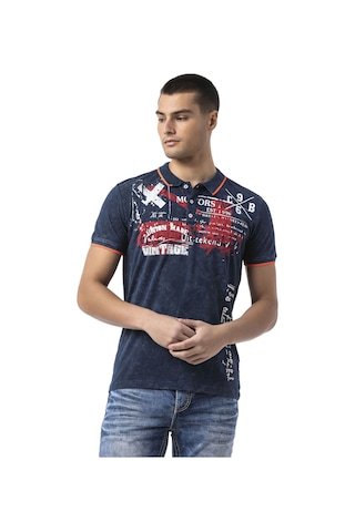Cipo & Baxx Erkek Baskılı Polo Yaka Kısa Kollu Günlük Tişört - Ct795 Navyblue