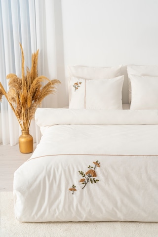 Donna Bej Nakışlı Çift Kişilik Pamuklu Nevresim Seti - 6 Parça Çeyiz Seti Bej