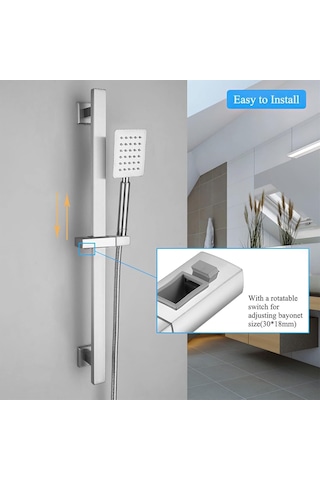 Yedek El Duş Braketi Kare, Ayarlanabilir El Duş Braketi 30 18mm Krom