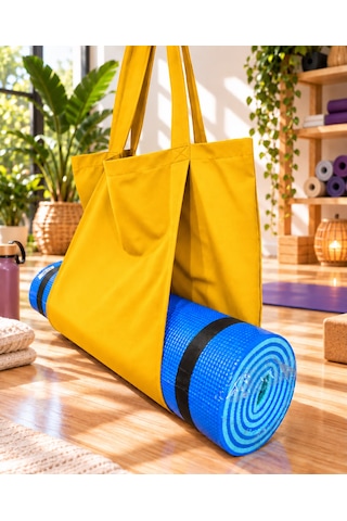 Mat Taşıma Çantası Yoga Fitness Silindir Antrenman Çantası - Çantalı Fermuarlı Mat Taşıma Çantası Sarı