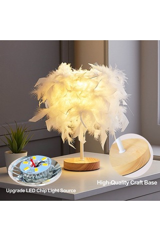 Cbtx Ta-019 Tüy Abajur Masa Lambası Başucu Led Işık Yatak Odası Masası Gece Lambası Ev Dekorasyonu Uyku, Okuma İçin - Pembe