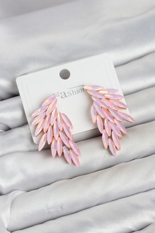 Pembe Renk Kristal Taşlı Kanat Küpe Pembe Renk Kristal Taşlı Kanat Küpe