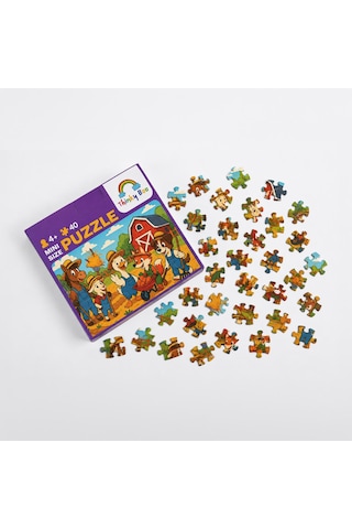 Çiftçi Hayvanlar Mini Puzzle 40 Parça 3-7 Yaş Eğitici Çocuk Puzzle Yapboz