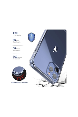 Apple Uyumlu iPhone 12 Pro Max Antishock Köse Korumali Seffaf Kapak Kilif 464042357