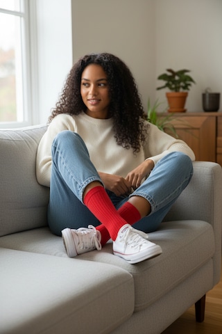 Socks Stores 6 Çift Unisex Renkli Pamuklu Soket Çorap - Renkli Tenis Boy Çorap Kırmızı