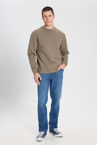 Wrangler Regular Fit Normal Kesim Bisiklet Yaka %100 Pamuk Haki Sweatshirt W242501801 Haki