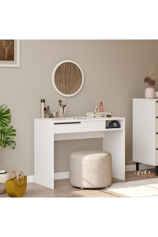 Robin Home Lidya Makyaj Masası Aynalı Çekmeceli Beyaz