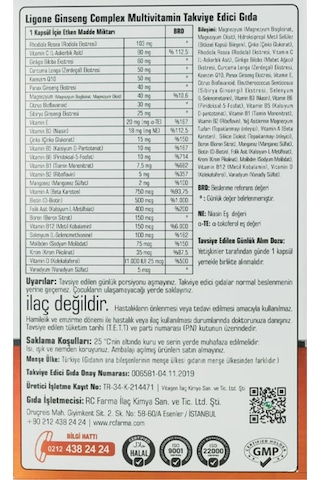 Ligone Ginseng Q-10 Zerdeçal Multimineral 30 Kapsül