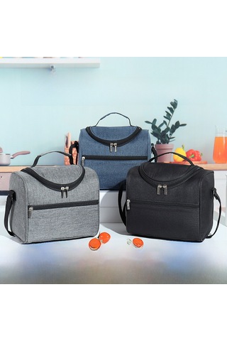 Dianziye Alüminyum Folyo İçli Kalın Tasarımlı, Ofis/piknik İçin Isı Saklama Çantası, El Tutan Büyük Kapasiteli Bento Çantası Mavi