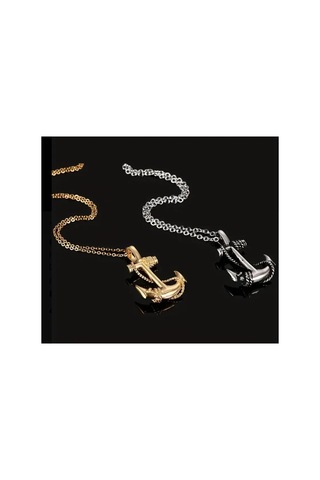 Yıwushı 1 Adet Vintage Boy's Navy Anchor Hip Hop Titanyum Çelik Çapa Kolye Altın Sarısı