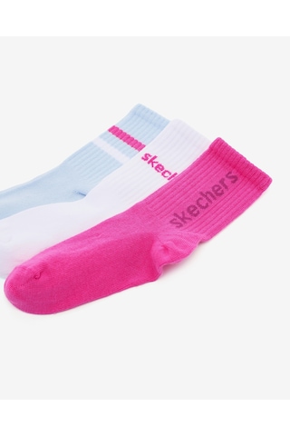 Skechers 3'lü Paket Funny Script Uzun Çorap Büyük Kız Çocuk Pembe-mavi-beyaz Sk2520118-3474