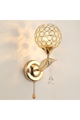 Ximistore9 Metal Kiremitli Kristal Duvar Lambası - E27 Kaynaklı, 3 Renkli, Flaşsız, 110v-130v, Cephe Açma Anahtarı İle Yatak Odası/mutfak/ Salon Işığı Altın