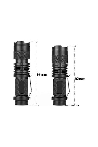 Ebitda Uv Mor Işık El Feneri 600 Lümens 3 Mod Zoom Siyah Led Teknolojisi Siyah