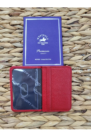 Westpolo İsme Özel 1026 Hakiki Deri Unısex Kartlık Kırmızı