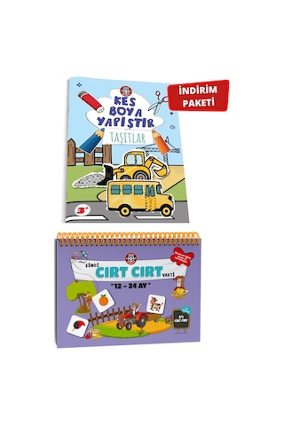 12-24 Ay Cırt Cırtlı Etkinlik Kitabı Ve Kes Boya Yapıştır Taşıtlar