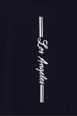 Wild Wood Garment Wild Wood "la Street" Dikey Baskılı Ve Kol Nakışlı Premium Oversize T-shirt Lacivert