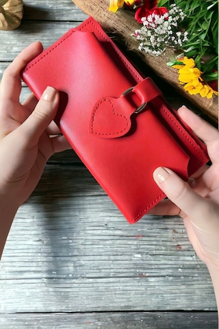 Ayleen Ayz İsme Kişiye Özel Hediye Yumuşak Derili Tokalı Ve Çok Bölmeli Kırmızı Bayan Kadın Cüzdan Aksesuar Kartlık Telefon Bölmeli Kırmızı