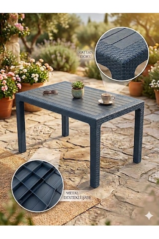 Evko Mobilya Rattan 80x140 Masa, Plastik Masa, Bahçe Balkon Teras Masası, Kare Masa, Dış Mekan Masası Antrasit Evko Mobilya Rattan 80x140 Masa, Plastik Masa, Bahçe Balkon Teras Masası, Kare Masa, Dış Mekan Masası Antrasit