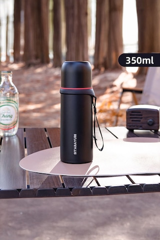 Vakumlu Paslanmaz Çelik Isı Yalıtımlı Termos Kupa 350 Ml - Siyah Siyah