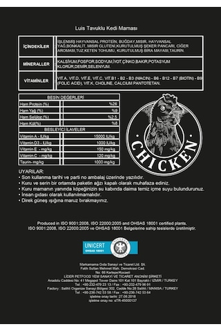 Luis Tavuklu Yetişkin Kedi Maması 15 KG