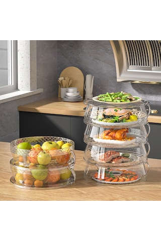 Fosenze Çok Katmanlı Şeffaf Yemek Koruyucu, Toz Ve Böcek Önleyici Mutfak Aksesuarı Şeffaf