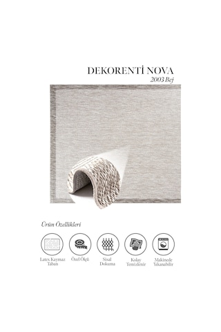 Hoom Rugs Nova 2003 Bej İnce Kaymaz Latex Tabanlı Sisal Halı