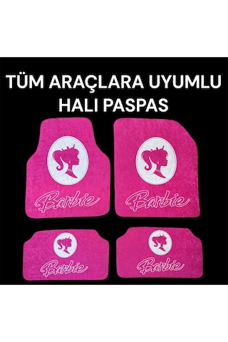 Lüx Oto Halı Paspas Desenli Yıkanabilir Universal Her Araca Uyumlu Barbie