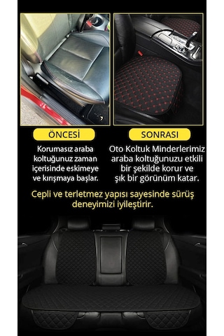 Tay Tüyü Sırtlı Oto Koltuk Minder Seti - Oto Koltuk Kılıf Seti - Cepli & Terletmez - Siyah