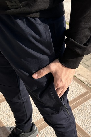 Remsa Paçası Beli Lastikli 3 Cepli Fermuar Detaylı Erkek Eşofman Altı 6630 Lacivert Lacivert