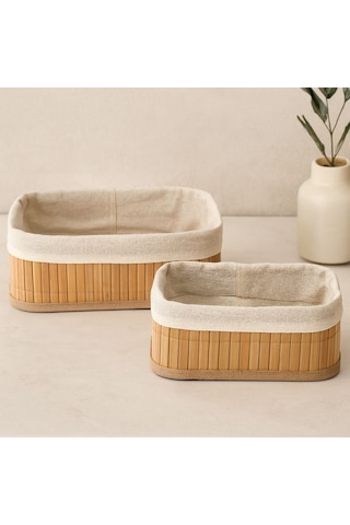 Bambu Kenarlı Organizer Sepet 2'li 19x27x10 & 15x24x8 Cm Çok Renkli