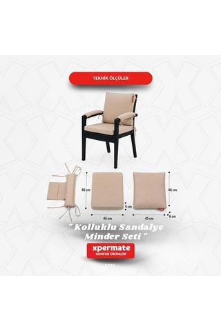 4 Parçalı Sırtlıklı Sandalye Minderi 46 X 46 Cm Kol Pedli Su Ve Leke İtici Bağcıklı Bahçe Balkon Minderi Seti Bej Çok Renkli