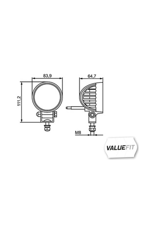 Hella Led-çalışma Farı R600-12/24v - Yuvarlak - 500lm - Vidalanmış/montaj - Hareketli Montaj Barı - Yakın Alan A