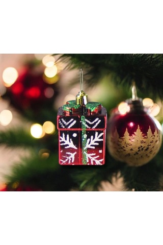 Yılbaşı Süsü 4'lü Hediye Paketi Pasta Kırmızı 6 Cm