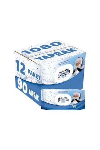 Familia Islak Havlu Mendil Mineralin Iyiliği 90 Yaprak Plastik Kapaklı 12Li Set 1080 Yaprak