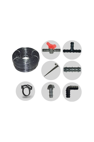 Nartan 16Mm Damlama Sulama Boru Seti 20 Cm Delikli 100 Mt