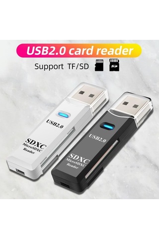 Siyah Fonken 2.0 Kart Okuyucu 2 In 1 Kart Okuyucu Pc İçin Mikro Sd Tf Kart Bellek Okuyucu Çoklu Kart Yazar Adaptörü Flash Sürücü